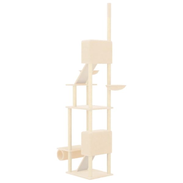 Árvore p/ gatos altura ajustável chão ao teto 277-303 cm creme - Image 5