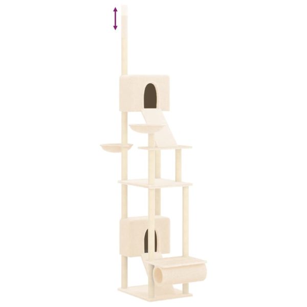 Árvore p/ gatos altura ajustável chão ao teto 277-303 cm creme - Image 6