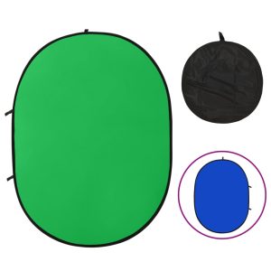 Tela fundo de estúdio oval 2-em-1 200x150 cm verde e azul