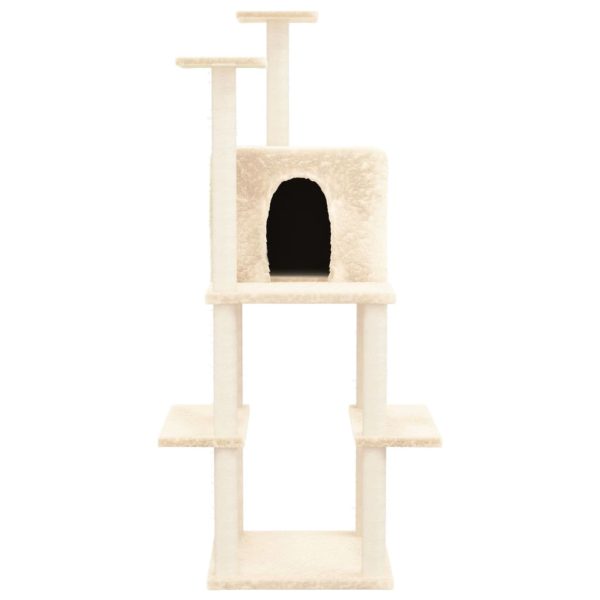 Árvore p/ gatos c/ postes arranhadores sisal 144,5 cm cor creme - Image 3