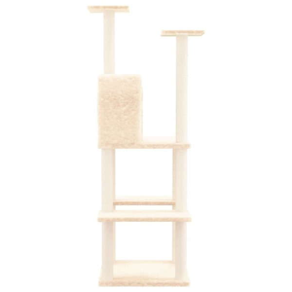 Árvore p/ gatos c/ postes arranhadores sisal 144,5 cm cor creme - Image 4