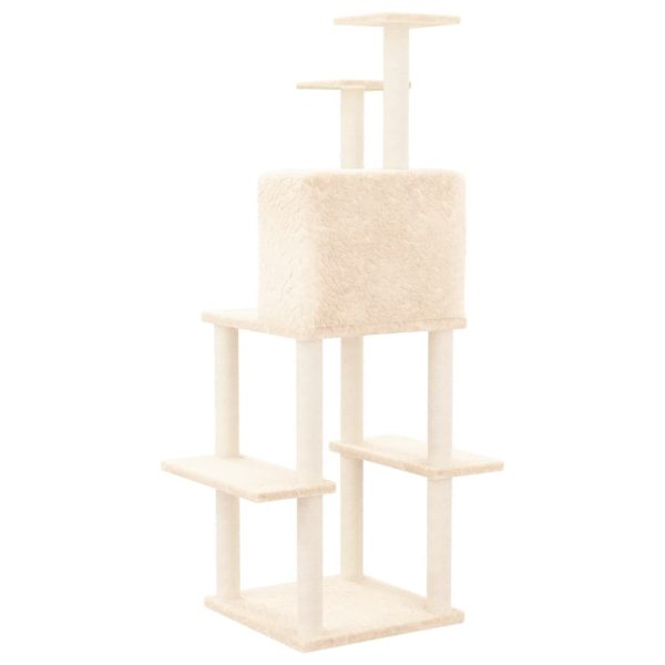 Árvore p/ gatos c/ postes arranhadores sisal 144,5 cm cor creme - Image 5