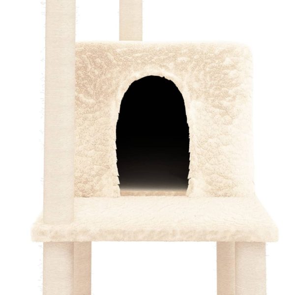 Árvore p/ gatos c/ postes arranhadores sisal 144,5 cm cor creme - Image 6