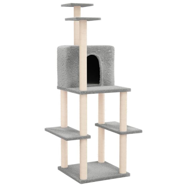Árvore p/ gatos c/ arranhadores sisal 144,5 cm cinza-claro - Image 2