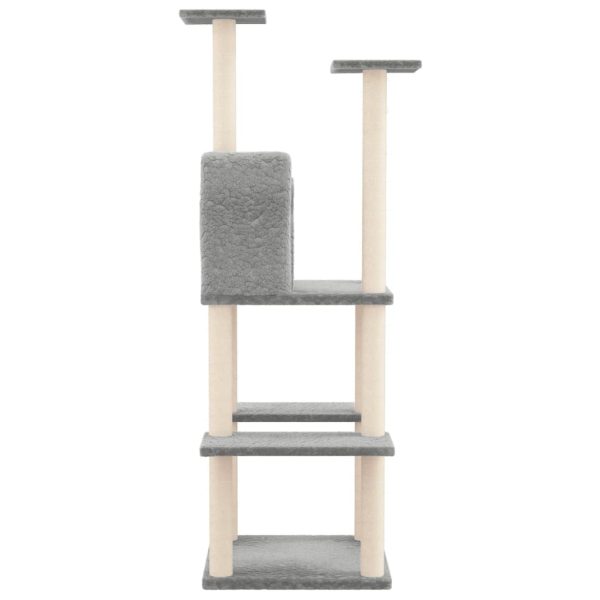 Árvore p/ gatos c/ arranhadores sisal 144,5 cm cinza-claro - Image 4