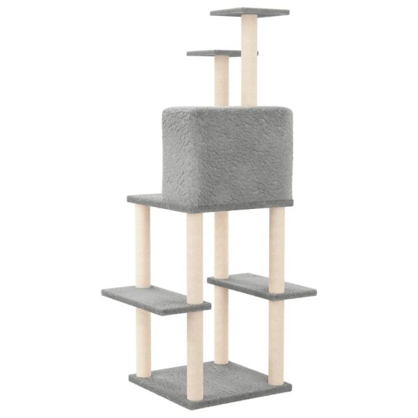 Árvore p/ gatos c/ arranhadores sisal 144,5 cm cinza-claro - Image 5