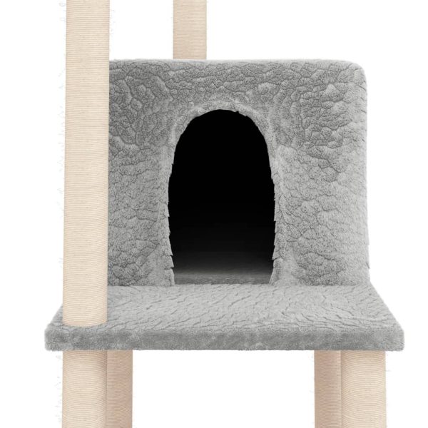 Árvore p/ gatos c/ arranhadores sisal 144,5 cm cinza-claro - Image 6