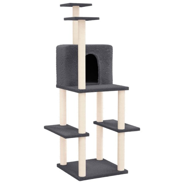Árvore para gatos c/ arranhadores sisal 144,5 cm cinza-escuro - Image 2