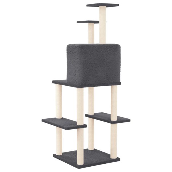 Árvore para gatos c/ arranhadores sisal 144,5 cm cinza-escuro - Image 5