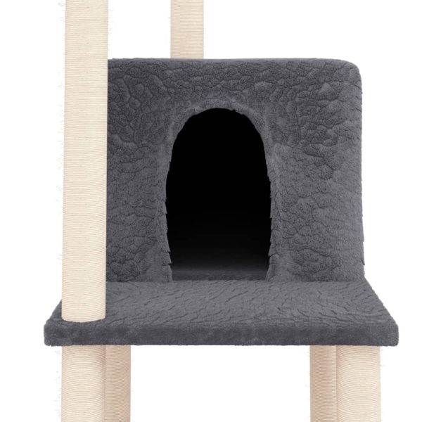 Árvore para gatos c/ arranhadores sisal 144,5 cm cinza-escuro - Image 6
