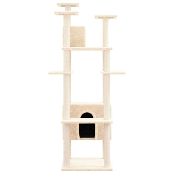 Árvore para gatos c/ postes arranhadores sisal 162 cm cor creme - Image 4