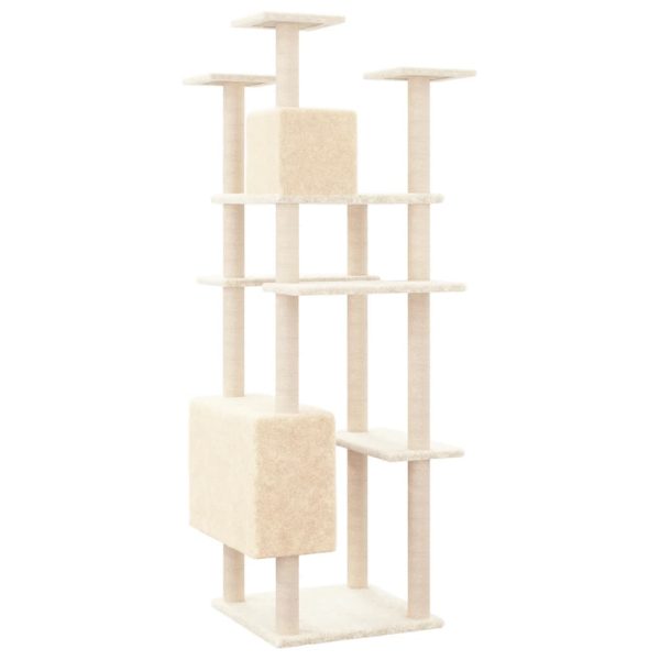 Árvore para gatos c/ postes arranhadores sisal 162 cm cor creme - Image 5