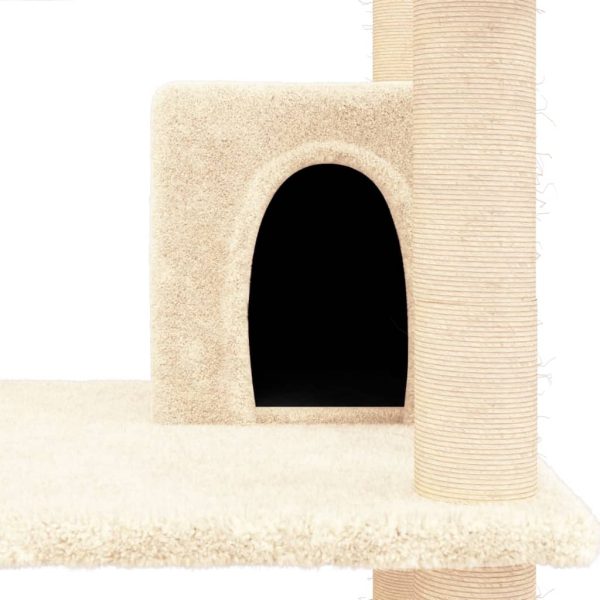 Árvore para gatos c/ postes arranhadores sisal 162 cm cor creme - Image 6