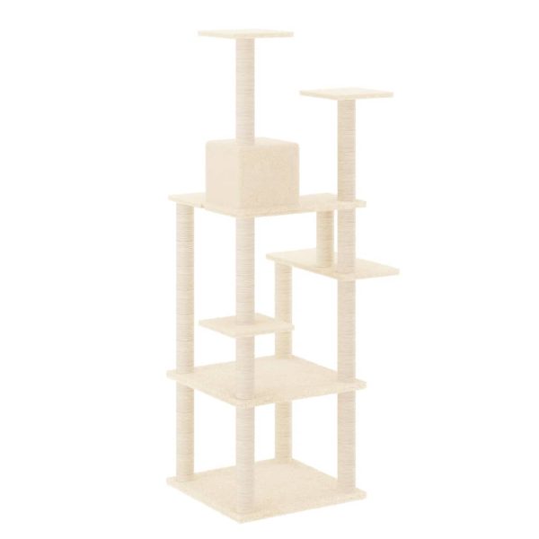 Árvore para gatos c/ postes arranhadores sisal 153 cm cor creme - Image 5