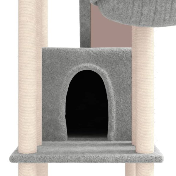 Árvore p/ gatos c/ postes arranhadores sisal 201 cm cinza-claro - Image 6