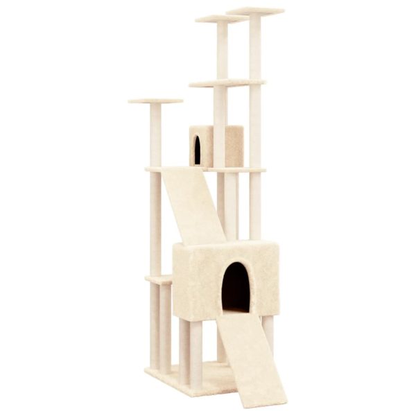 Árvore para gatos c/ postes arranhadores sisal 190 cm cor creme - Image 2