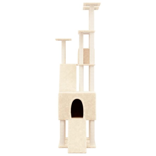 Árvore para gatos c/ postes arranhadores sisal 190 cm cor creme - Image 3