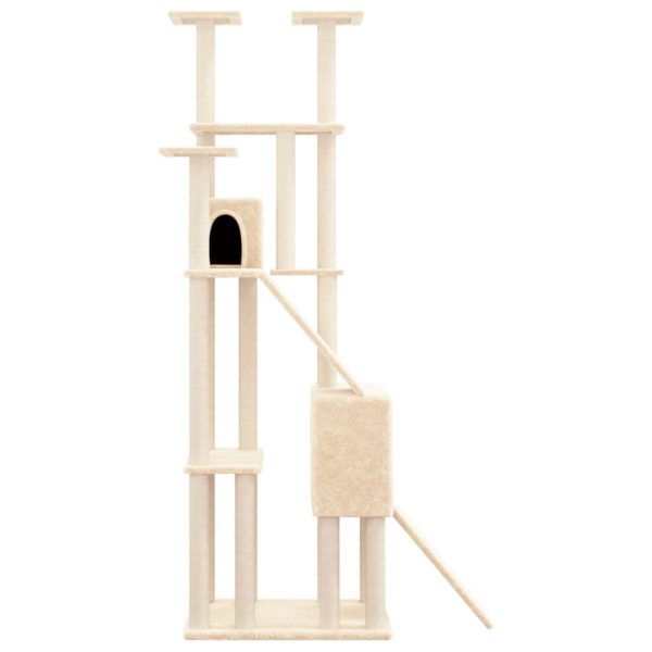 Árvore para gatos c/ postes arranhadores sisal 190 cm cor creme - Image 4