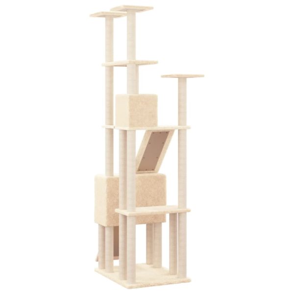 Árvore para gatos c/ postes arranhadores sisal 190 cm cor creme - Image 5