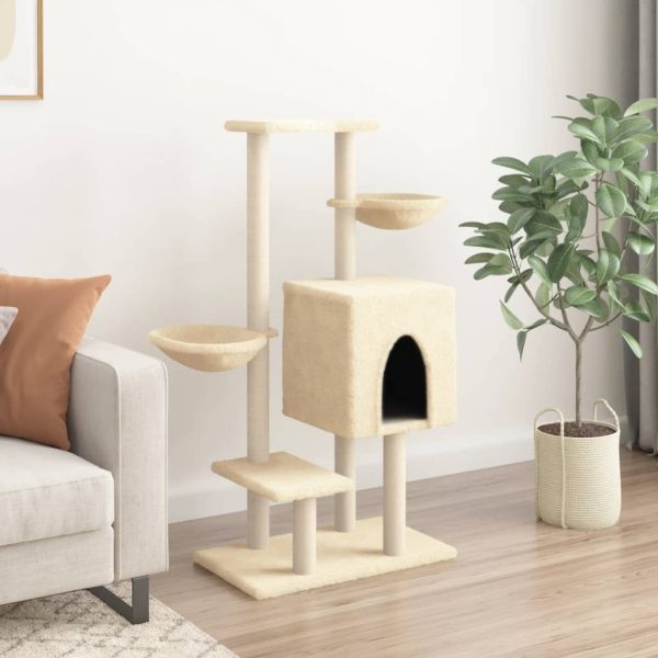 Árvore para gatos c/ postes arranhadores sisal 117 cm cor creme - Image 3