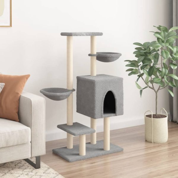 Árvore p/ gatos c/ postes arranhadores sisal 117 cm cinza-claro - Image 3