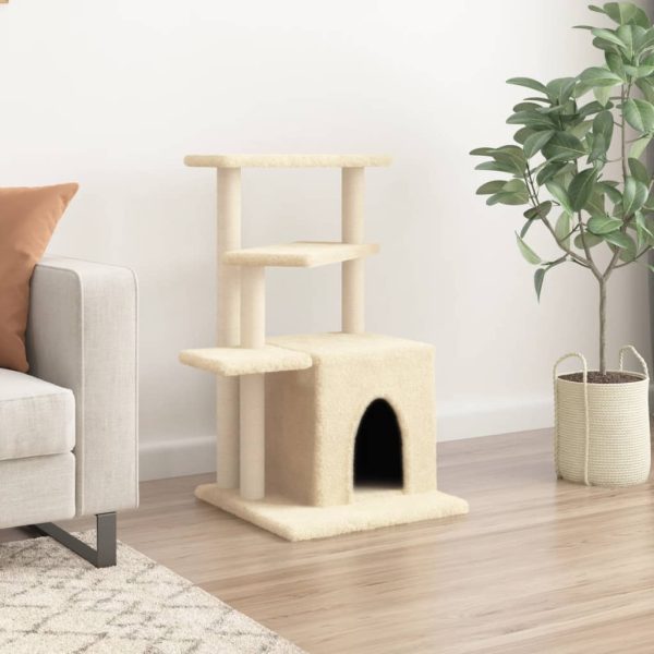 Árvore para gatos c/ postes arranhadores sisal 83,5 cm creme - Image 3