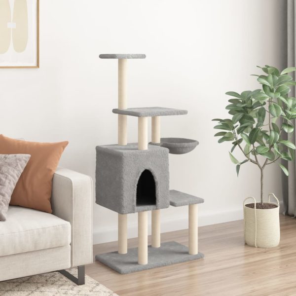 Árvore p/ gatos c/ postes arranhadores sisal 131 cm cinza-claro - Image 3