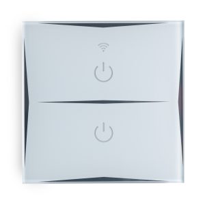 Interruptor Inteligente Tátil Vidro 2 Através da 1200W Compatível Google Home/Alexa [Hit-Ks-601-2]