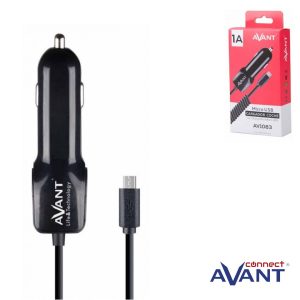 CARGADOR AVANT DE COCHE CON CABLE MICRO USB ESPIRAL 1A NEGRO