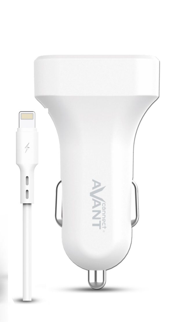 CARGADOR AVANT DE COCHE 2.4A 2PUERTOS + CABLE LIGHTNING - Image 2