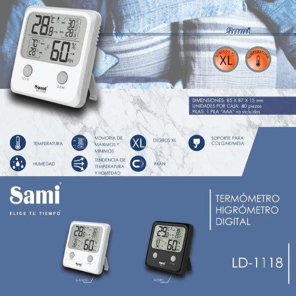 RELOJ SAMI C/ TERMO / HYGRO - DIGITOS XL - BLANCO - Image 2