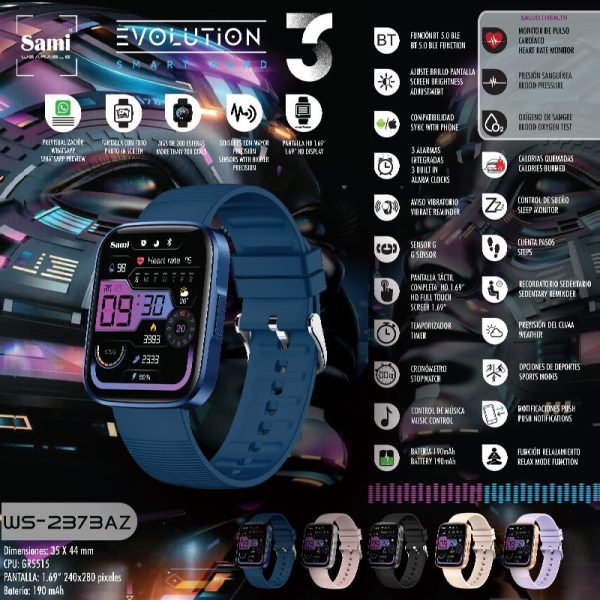 RELOJ SAMI WEARABLE SMARTWATCH EVOLUTION 3 AZUL - Image 2