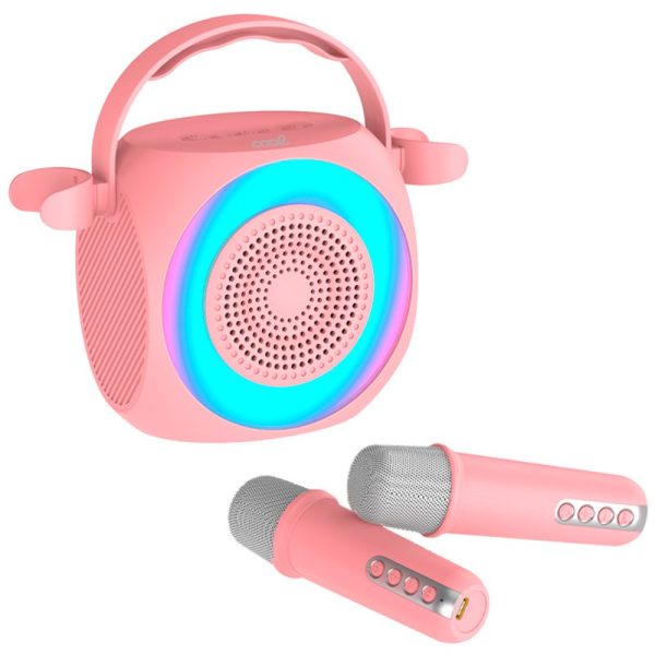 Altavoz Bluetooth Universal Música 6W COOL Mini Karaoke Party + 2 Micrófonos Rosa - Image 2