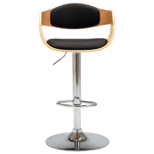 Bancos de bar 2 pcs madeira curvada e couro artificial preto - Image 3