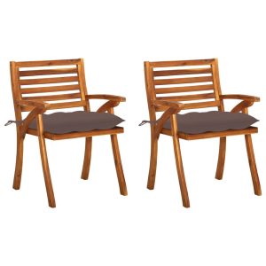Cadeiras de jantar jardim c/ almofadões 2 pcs acácia maciça