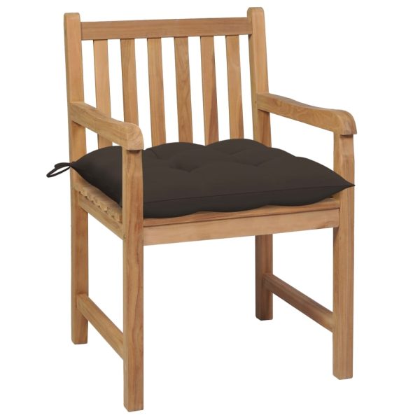 Cadeiras de jardim c/ almofadões cinza-acast. 2 pcs teca maciça - Image 2