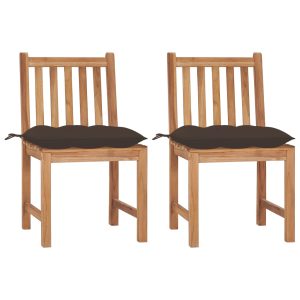 Cadeiras de jardim c/ almofadões 2 pcs madeira de teca maciça