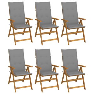 Cadeiras de jardim dobráveis c/ almofadões 6 pcs acácia maciça