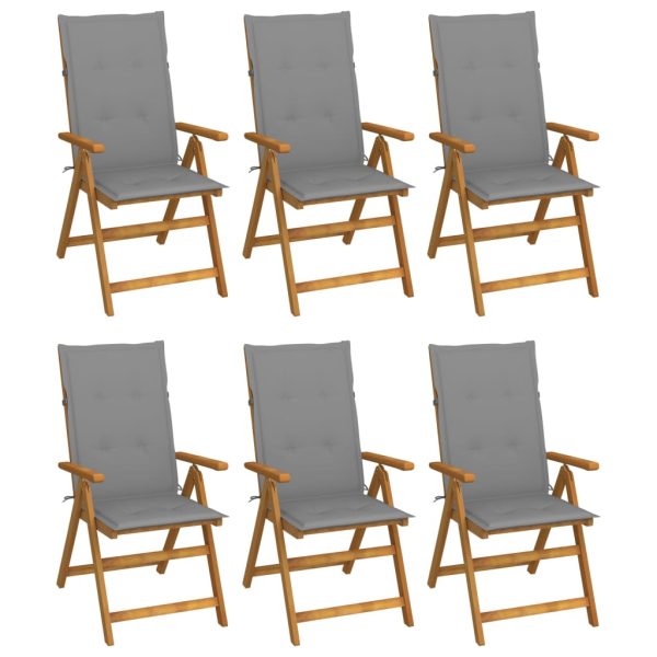 Cadeiras de jardim dobráveis c/ almofadões 6 pcs acácia maciça