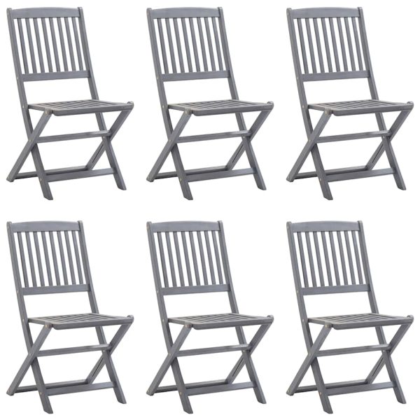 Cadeiras exterior dobráveis c/ almofadões 6 pcs acácia maciça - Image 3