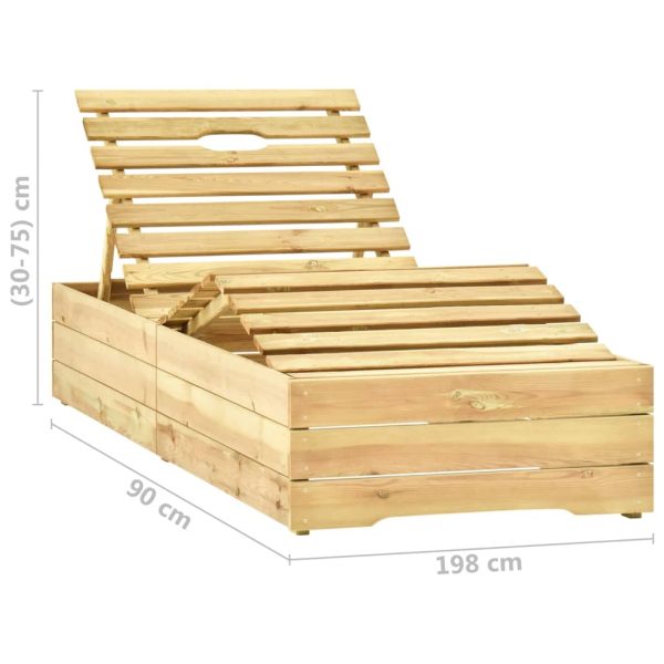 Espreguiçadeira de jardim com mesa e almofadão pinho impregnado - Image 8