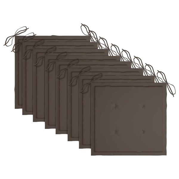 Cadeiras de jardim c/ almofadões cinza-acast. 8 pcs teca maciça - Image 6