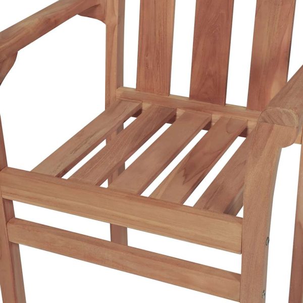 Cadeiras de jardim empilháveis c/ almofadões 8 pcs teca maciça - Image 6