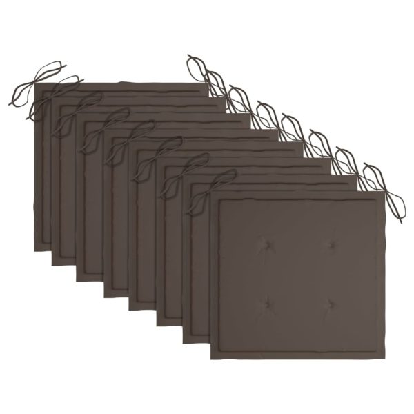 Cadeiras de jardim empilháveis c/ almofadões 8 pcs teca maciça - Image 7