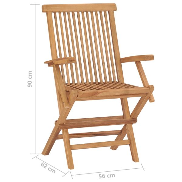Cadeiras de jardim dobráveis 8 pcs madeira de teca maciça - Image 9