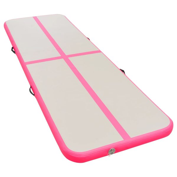 Colchão de ginástica insuflável c/ bomba 400x100x10 cm PVC rosa - Image 3