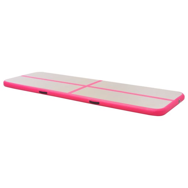 Colchão de ginástica insuflável c/ bomba 400x100x10 cm PVC rosa - Image 4