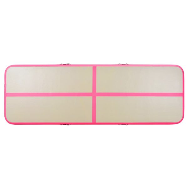 Colchão de ginástica insuflável c/ bomba 400x100x10 cm PVC rosa - Image 5