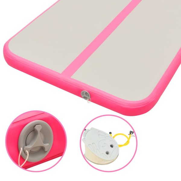 Colchão de ginástica insuflável c/ bomba 400x100x10 cm PVC rosa - Image 7