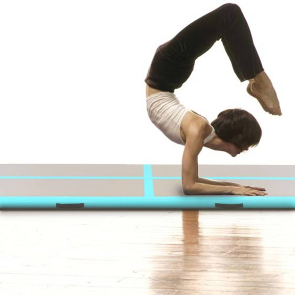 Colchão de ginástica insuflável c/ bomba 500x100x10cm PVC verde - Image 3